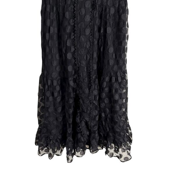Saloni Andie Black Polka Dot Mesh Short Sleeve Cocktail Midi Dress Size 6 - Picture 11 of 15